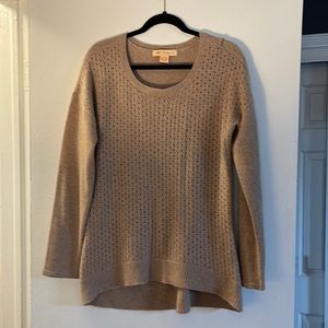 Tan cashmere sweater with perforated front. New without tags!